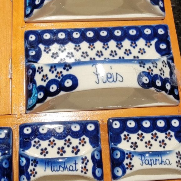 French Kitchen Porcelain & Wooden Wall Shelf Kitchen Apothecary Cabinet - Picture 14 of 15